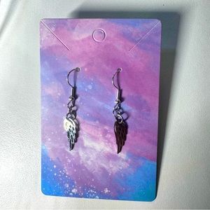 Angel wing silver stainless steel earrings